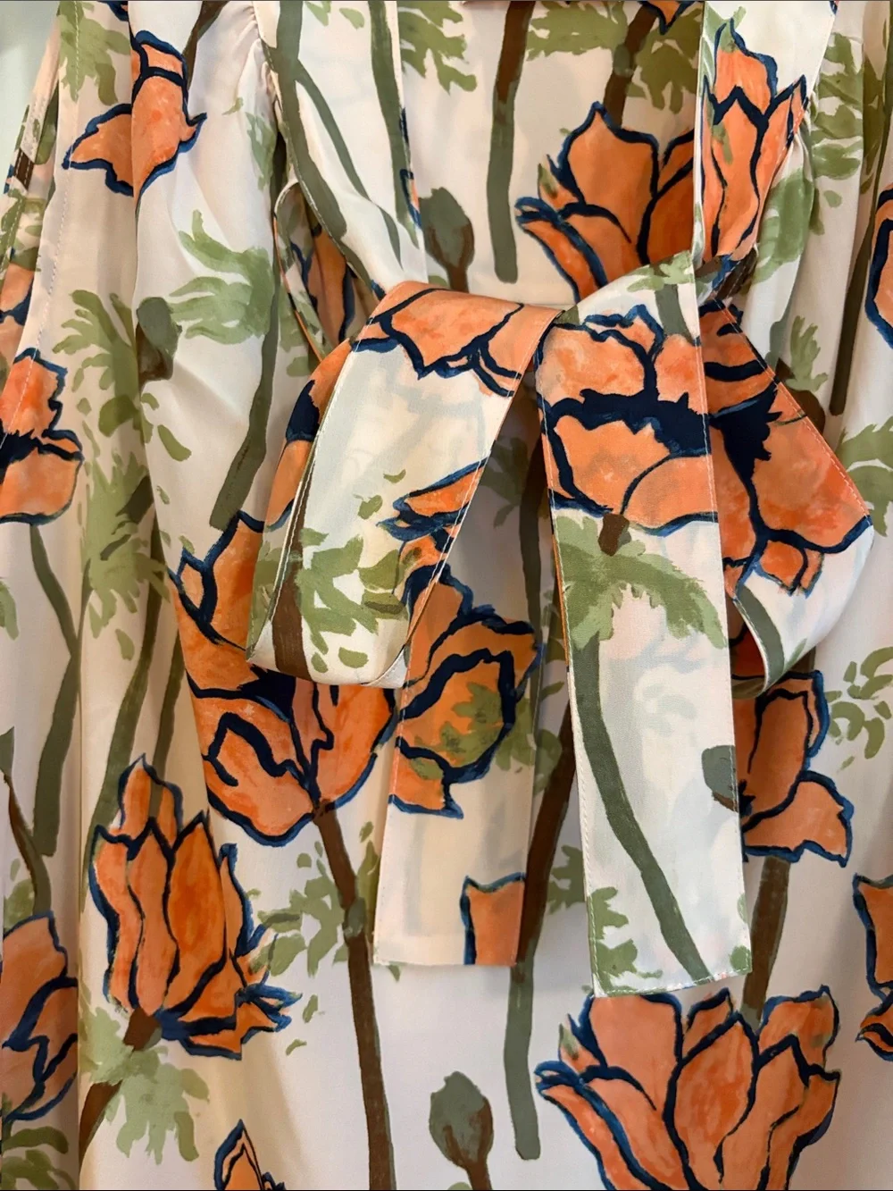 Tory Burch pink poppies Bloom print silk blouse size 14